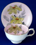 Cup and Saucer Pale Pink Windsor Lilies Orange Stamens