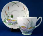 Click to view larger image of Cup And Saucer Water Lilies Hand Colored Royal Stafford (Image1)