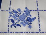 Hand Guest Towel Hand Embroidered 3 Tone Blue Floral