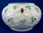 Click here to enlarge image and see more about item 9360: Irish Belleek Shamrock Basket Weave Sugar Basin Bowl