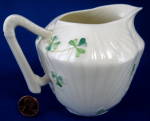 Click here to enlarge image and see more about item 9361: Irish Belleek Shamrocks On Shell Cream Jug Creamer