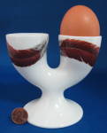 Click to view larger image of Double English Egg Cup Side By Side Feather Design (Image2)