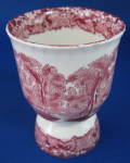 Click here to enlarge image and see more about item 9513: Antique Mason's Vista Double Egg Cup Pink Transferware