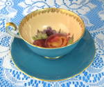 Shelley Fruit Center Apples Lincoln Cup And Saucer Aqua