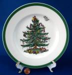 Click to view larger image of Spode Christmas Tree Salad Plate Green Trim English Holiday (Image1)