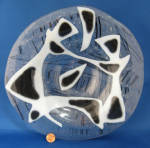 Art Glass Bowl Cased Glass Mid Century Black White Retro Artisan