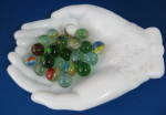 Click here to enlarge image and see more about item 9905: Retro Glass Marbles Set of 25 Assorted Kinds 1950s Lot 2